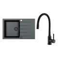 ALVEUS SETA23231 - Kuchyňský dřez CADIT 79x50 cm + dřezová baterie s flexibilním ramínkem MINTAS 34 cm granit/matná černá