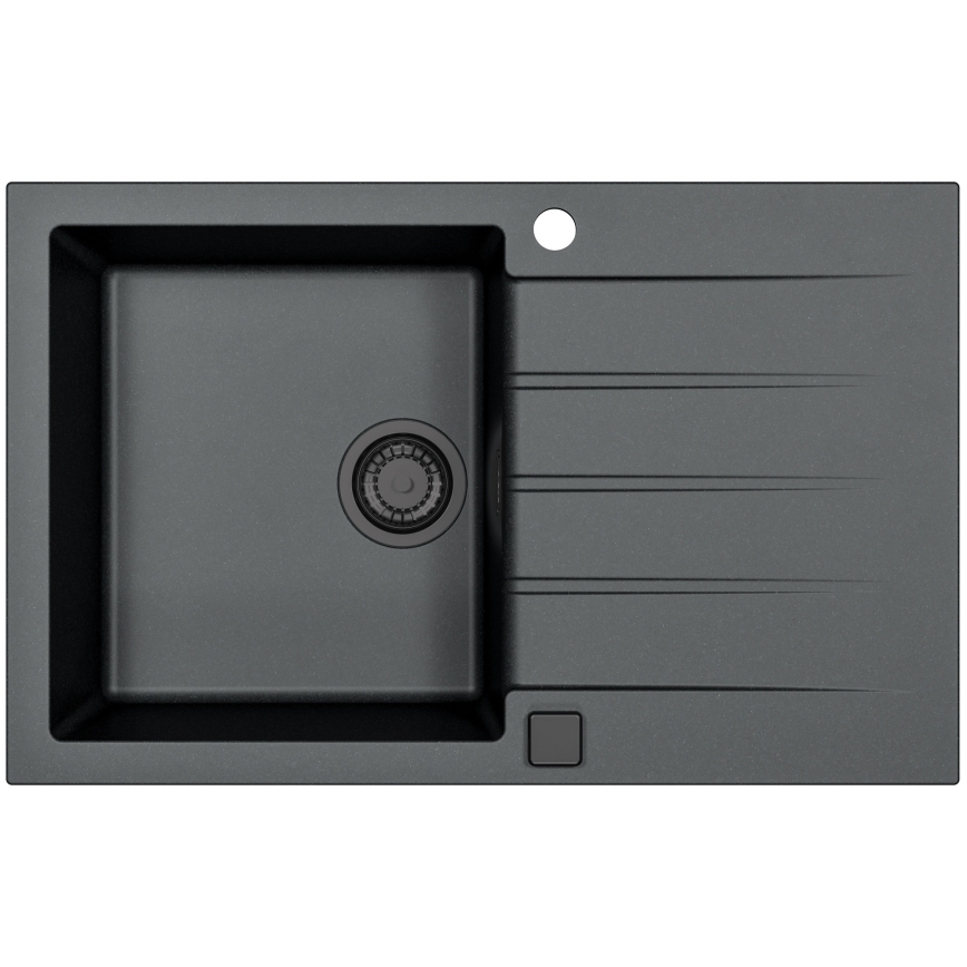 ALVEUS SETA23231 - Kuchyňský dřez CADIT 79x50 cm + dřezová baterie s flexibilním ramínkem MINTAS 34 cm granit/matná černá