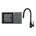 ALVEUS SETA23232 - Kuchyňský dřez CADIT 86x50 cm + dřezová baterie s flexibilním ramínkem MINTAS 34 cm granit/matná černá