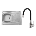 ALVEUS SETA24019 - Kuchyňský dřez CLASSIC 80x60 cm + dřezová baterie s flexibilním ramínkem MINTAS 34 cm kartáčovaná ocel/černá