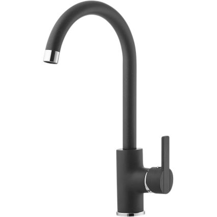 ALVEUS SETA737 - Kuchyňský dřez CORTINA 50x45 cm + dřezová baterie s flexibilním ramínkem TONIA 29,5 cm granit/matná černá