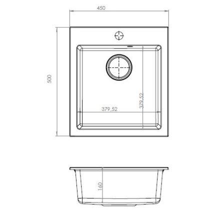 ALVEUS SETA737 - Kuchyňský dřez CORTINA 50x45 cm + dřezová baterie s flexibilním ramínkem TONIA 29,5 cm granit/matná černá