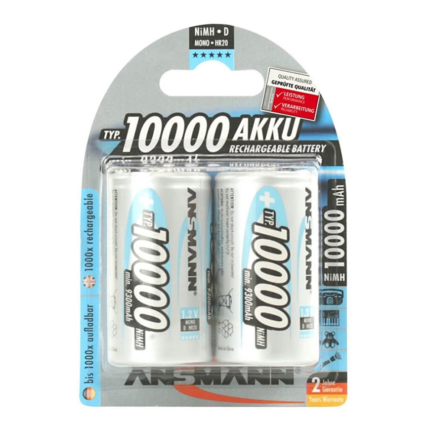 Ansmann 06549 Mono D - 2ks nabijecí baterie D NiMH/1,2V/1000mAh