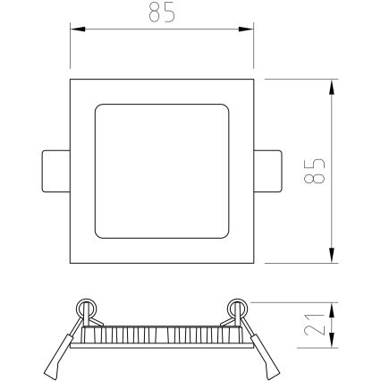 APLED - LED Koupelnové podhledové svítidlo SQUARE LED/3W/230V IP41 85x85 mm