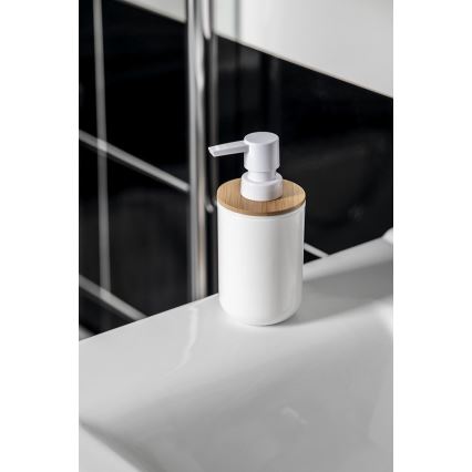 Aqualine - Dávkovač mýdla SNOW 350 ml bílá/bambus