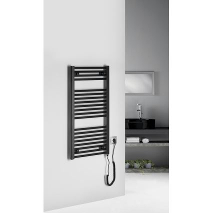 Aqualine - Koupelnový elektrický radiátor DIRECT-E 300W/230V 96 cm matná černá rovné