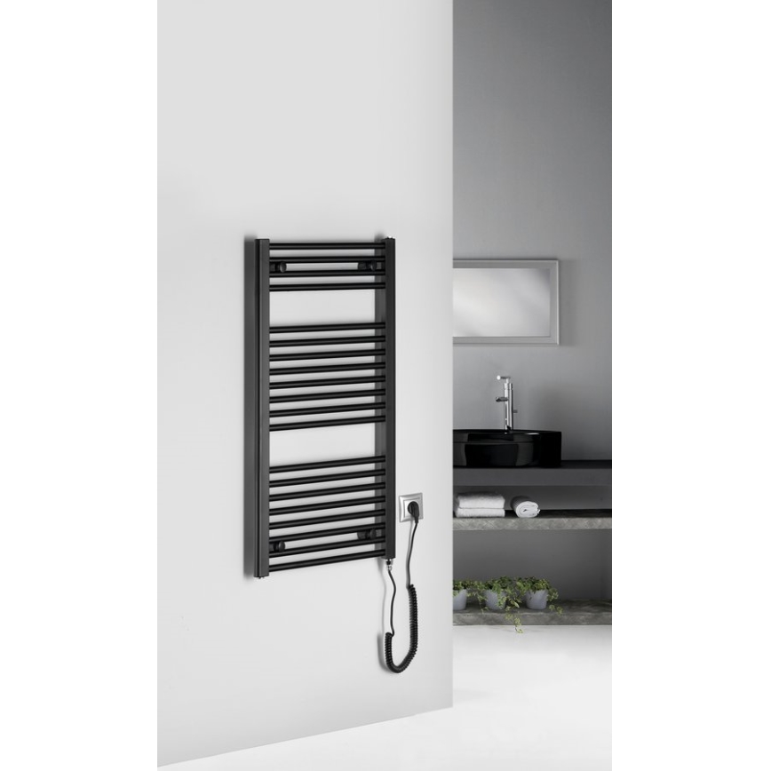 Aqualine - Koupelnový elektrický radiátor DIRECT-E 300W/230V 96 cm matná černá rovné