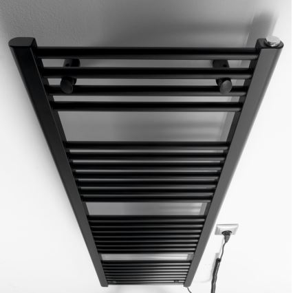 Aqualine - Koupelnový elektrický radiátor DIRECT-E 400W/230V 132 cm matná černá rovný
