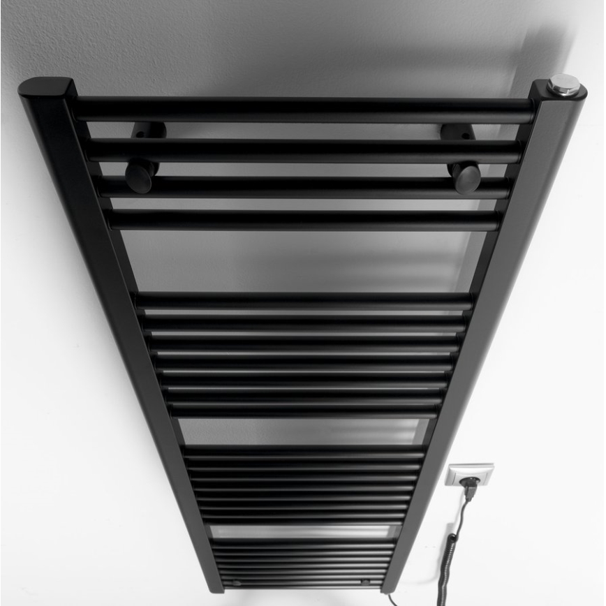 Aqualine - Koupelnový elektrický radiátor DIRECT-E 400W/230V 132 cm matná černá rovný