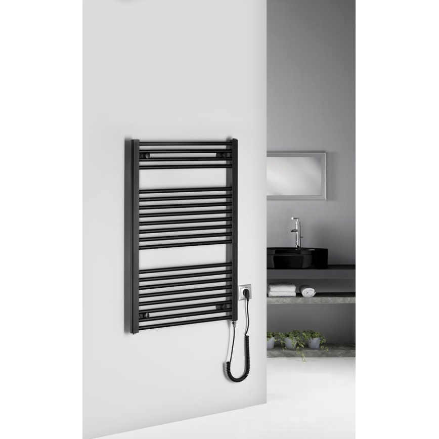 Aqualine - Koupelnový elektrický radiátor DIRECT-E 400W/230V 96 cm matná černá rovné
