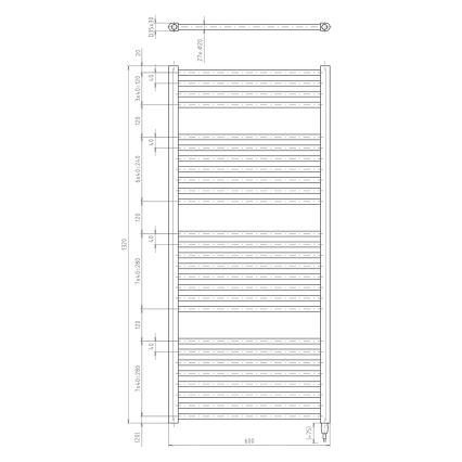 Aqualine - Koupelnový elektrický radiátor DIRECT-E 600W 132x60 cm matná černá