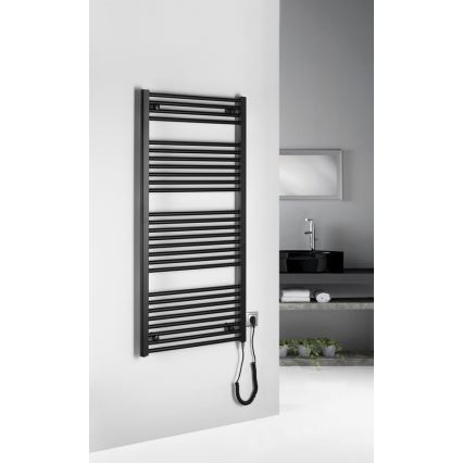 Aqualine - Koupelnový elektrický radiátor DIRECT-E 600W/230V 132 cm matná černá rovné
