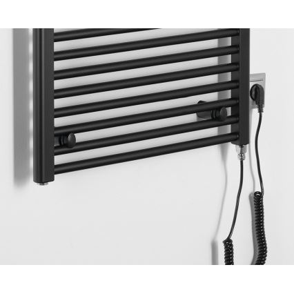 Aqualine - Koupelnový elektrický radiátor DIRECT-E 600W/230V 132 cm matná černá rovné