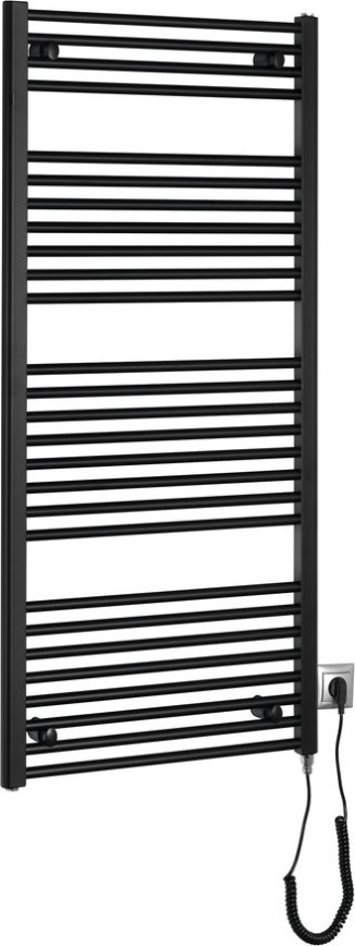 Aqualine - Koupelnový elektrický radiátor DIRECT-E 600W/230V 132 cm matná černá rovné