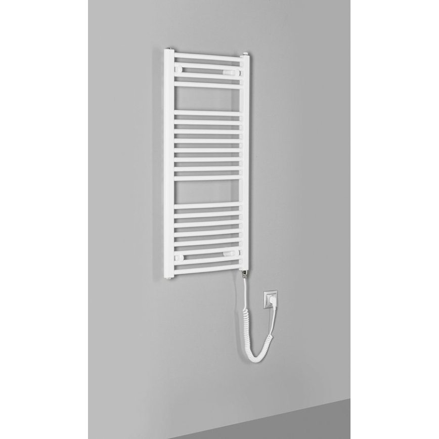 Aqualine - Koupelnový elektrický radiátor ORBIT-E 300W 96x45 cm bílá kulatý