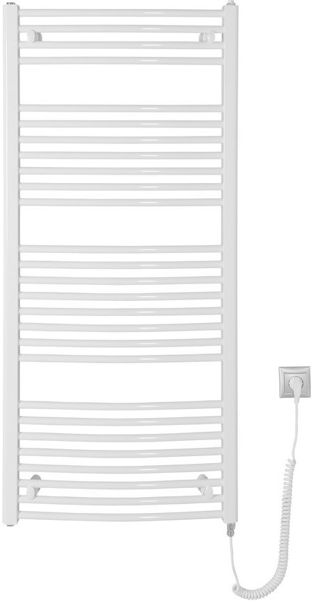 Aqualine - Koupelnový elektrický radiátor ORBIT-E 600W/230V 132 cm bílá oblý