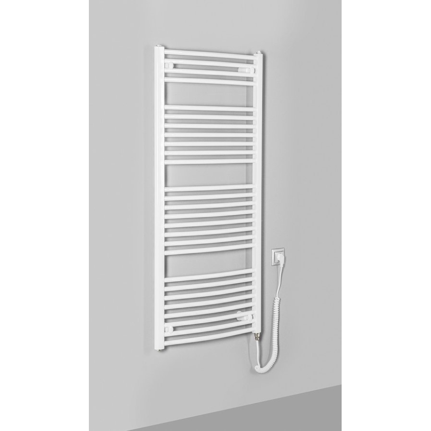 Aqualine - Koupelnový elektrický radiátor ORBIT-E 600W/230V 132 cm bílá oblý