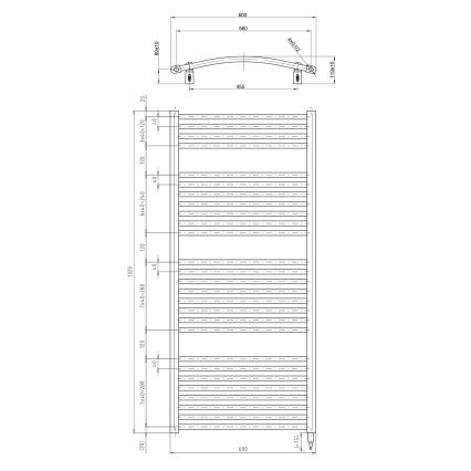 Aqualine - Koupelnový elektrický radiátor ORBIT-E 600W/230V 132 cm bílá oblý