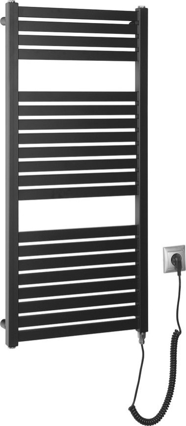 Aqualine - Koupelnový elektrický radiátor TONDI-E 300W/230V 97 cm matná černá hranatý