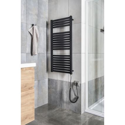 Aqualine - Koupelnový elektrický radiátor TONDI-E 300W/230V 97 cm matná černá hranatý