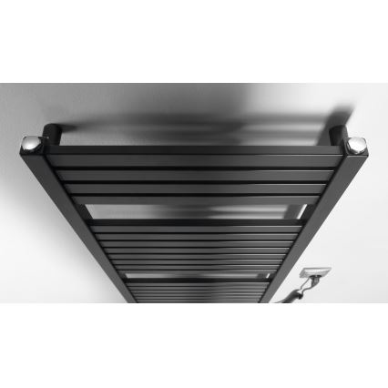 Aqualine - Koupelnový elektrický radiátor TONDI-E 300W/230V 97 cm matná černá hranatý