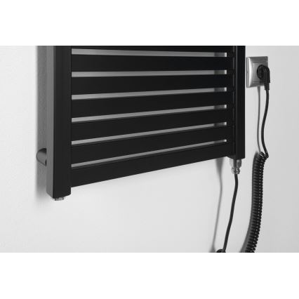 Aqualine - Koupelnový elektrický radiátor TONDI-E 300W/230V 97 cm matná černá hranatý