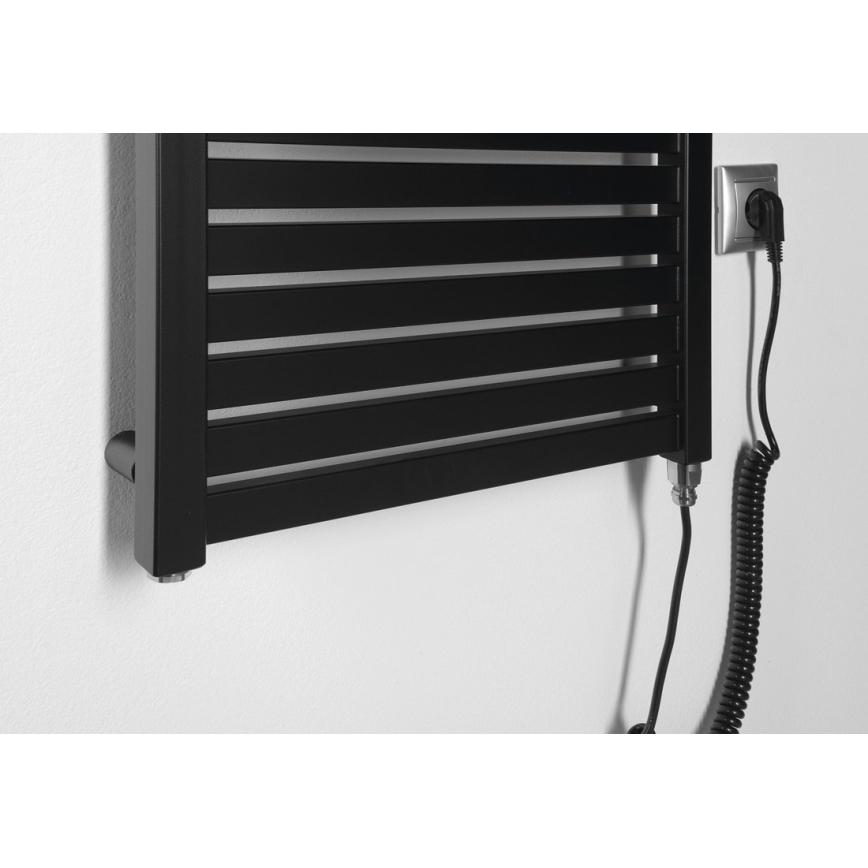 Aqualine - Koupelnový elektrický radiátor TONDI-E 300W/230V 97 cm matná černá hranatý