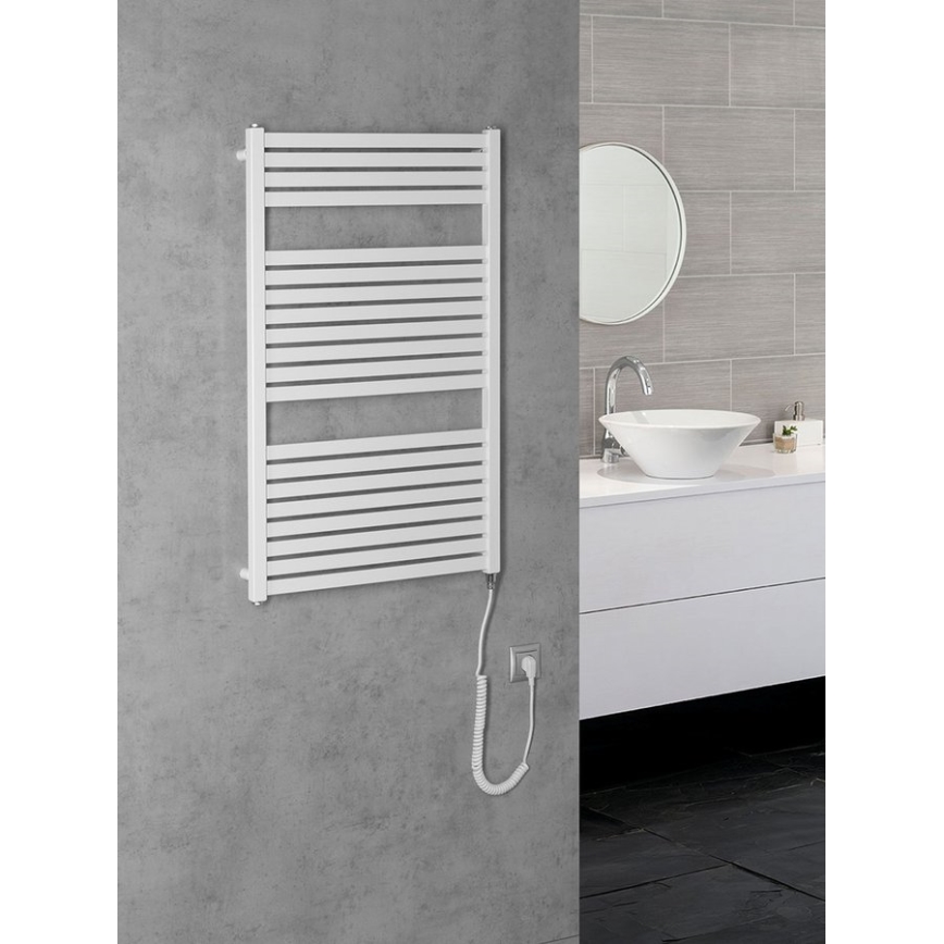 Aqualine - Koupelnový elektrický radiátor TONDI-E 400W/230V 97 cm bílá hranatý