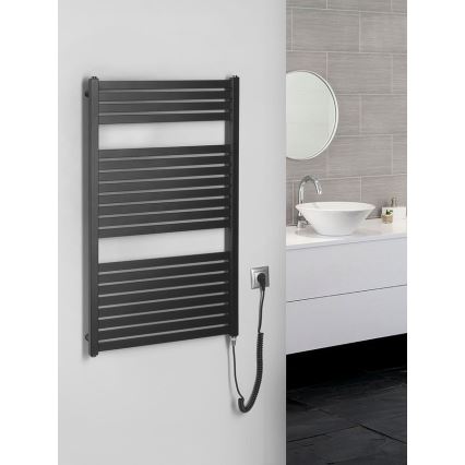 Aqualine - Koupelnový elektrický radiátor TONDI-E 400W/230V 97 cm matná černá rovný