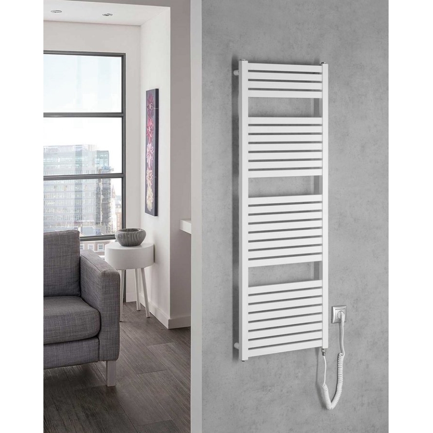 Aqualine - Koupelnový elektrický radiátor TONDI-E 500W/230V 133 cm bílá hranatý