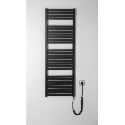 Aqualine - Koupelnový elektrický radiátor TONDI-E 500W/230V 133 cm matná černá rovný