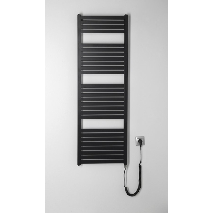 Aqualine - Koupelnový elektrický radiátor TONDI-E 500W/230V 133 cm matná černá rovný