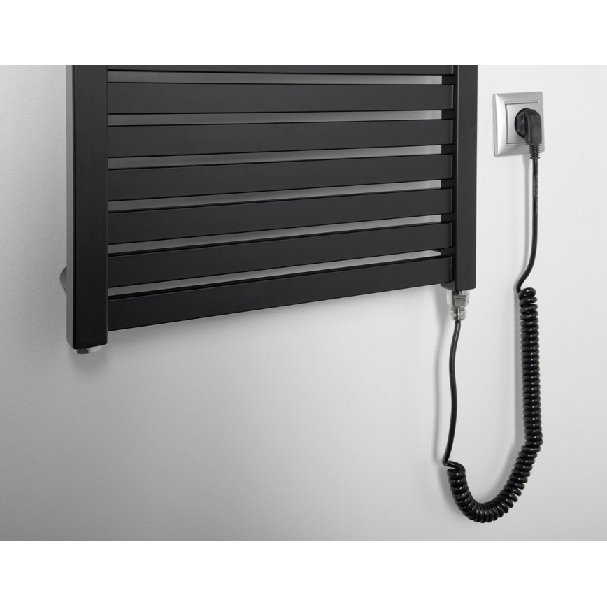 Aqualine - Koupelnový elektrický radiátor TONDI-E 500W/230V 133 cm matná černá rovný