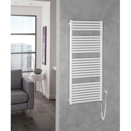 Aqualine - Koupelnový elektrický radiátor TONDI-E 600W/230V 133 cm bílá rovný