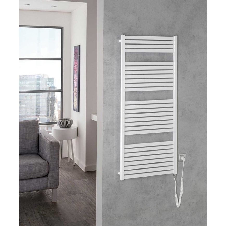 Aqualine - Koupelnový elektrický radiátor TONDI-E 600W/230V 133 cm bílá rovný