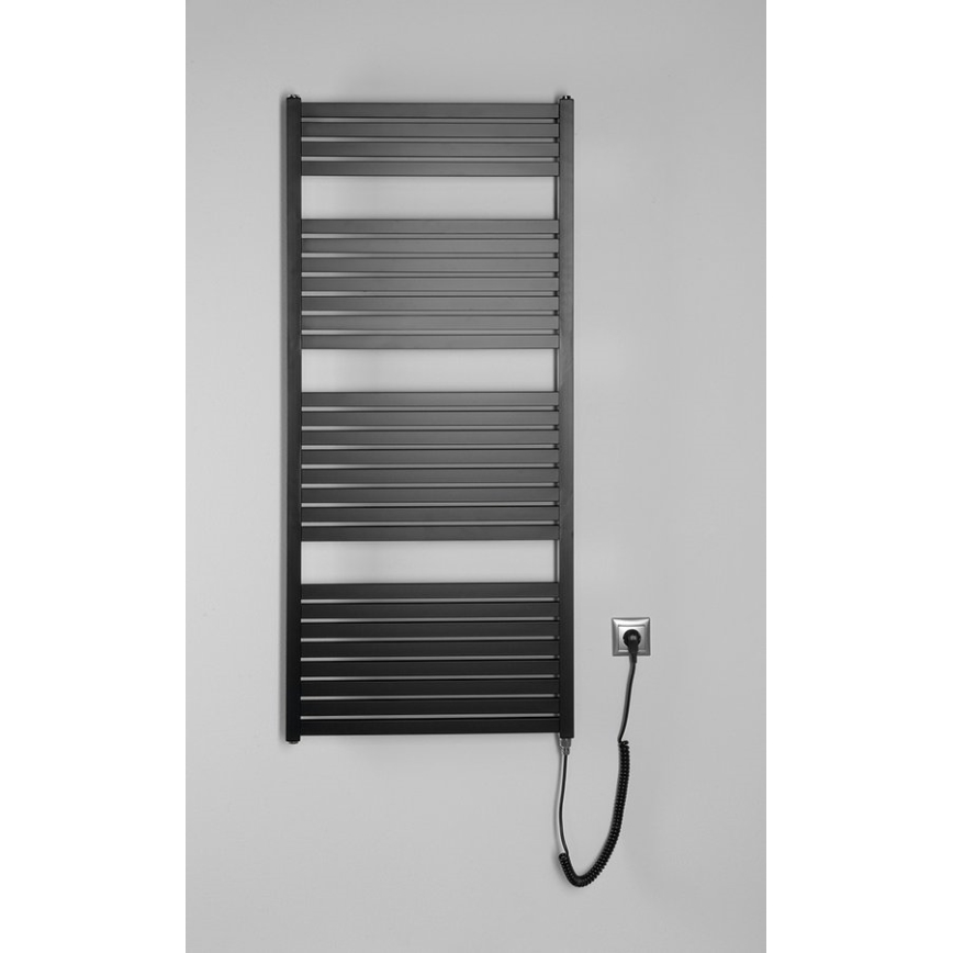 Aqualine - Koupelnový elektrický radiátor TONDI-E 600W/230V 133 cm matná černá rovný