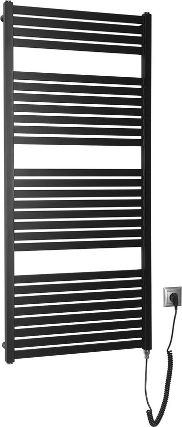 Aqualine - Koupelnový elektrický radiátor TONDI-E 600W/230V 133 cm matná černá rovný
