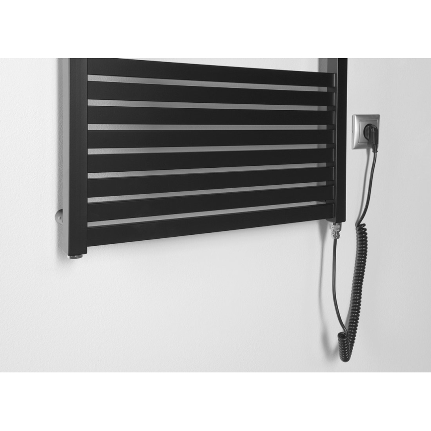 Aqualine - Koupelnový elektrický radiátor TONDI-E 600W/230V 169 cm matná černá rovný