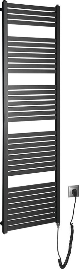 Aqualine - Koupelnový elektrický radiátor TONDI-E 600W/230V 169 cm matná černá rovný