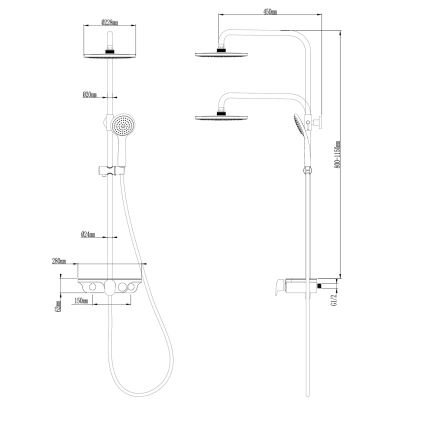 Aqualine - Sprchová sada s baterií lesklý chrom/bílá