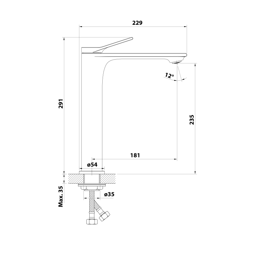 Aqualine - Umyvadlová baterie BOLERO 29 cm lesklý chrom