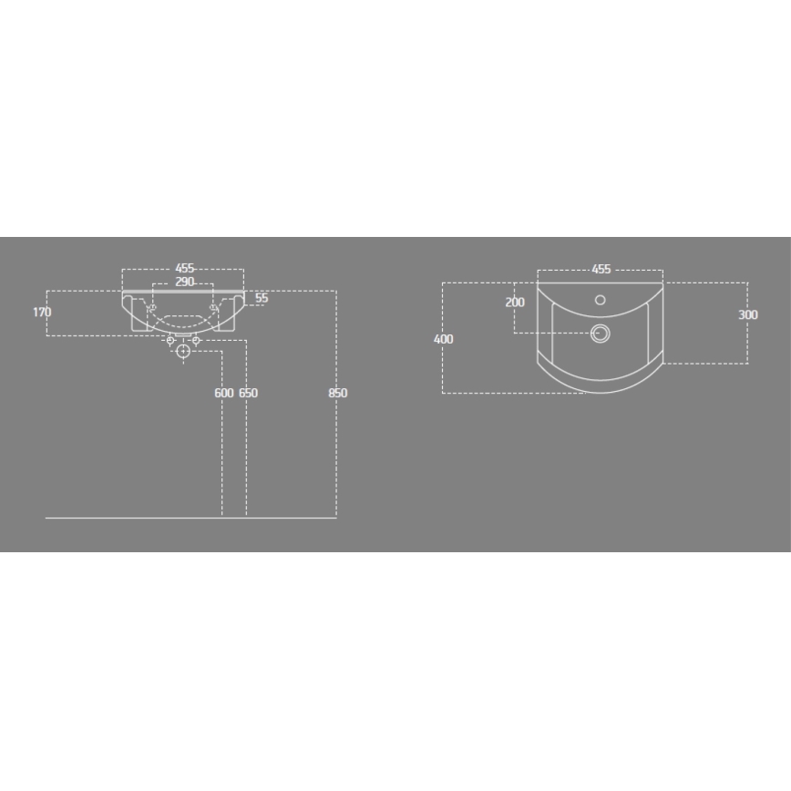Aqualine - Zápustné umyvadlo ZERO 45,5x40 cm keramika/bílá