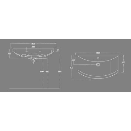 Aqualine - Zápustné umyvadlo ZERO 86x50 cm keramika/bílá
