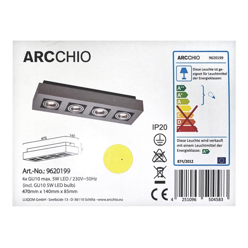 Arcchio - LED Bodové svítidlo VINCE 4xGU10/5W/230V