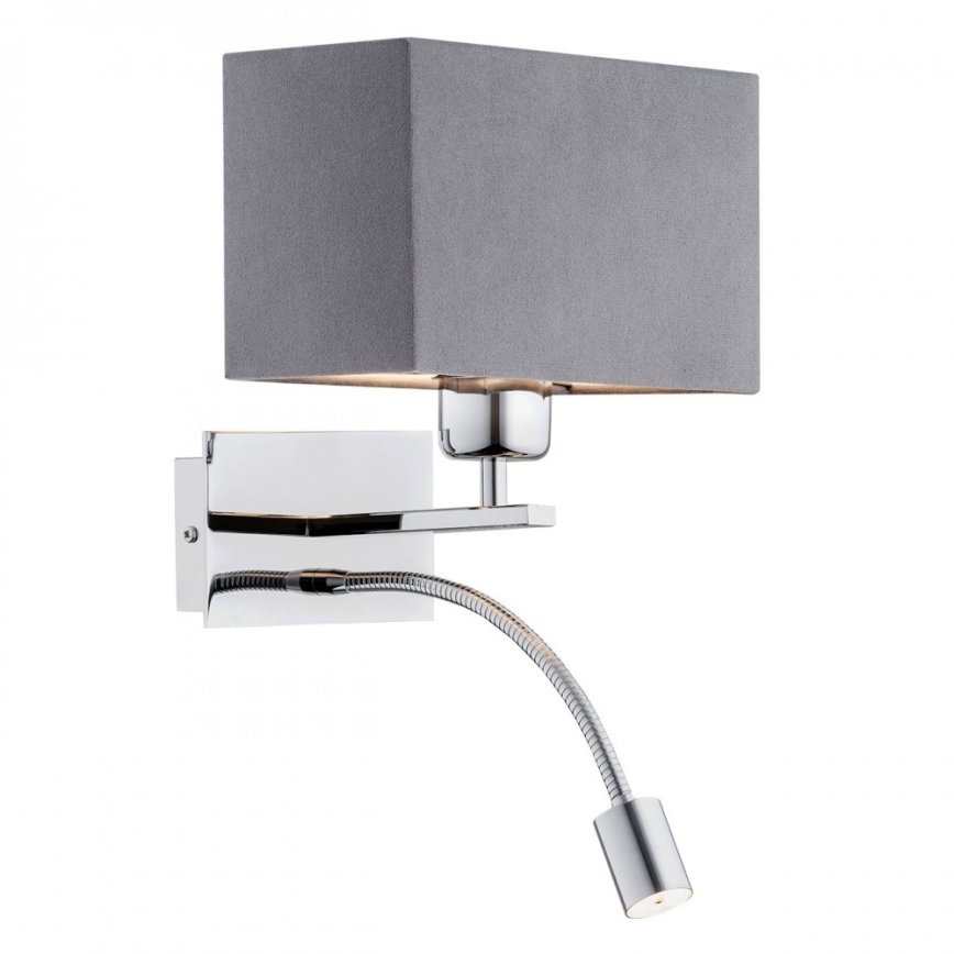 Argon 1053 - LED Nástěnná lampa BILL 1xE27/15W/230V + LED/4,5W šedá/lesklý chrom