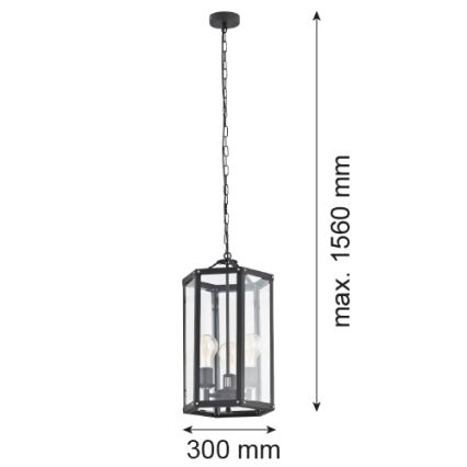 Argon 1253 - Lustr na řetězu BODRUM 3xE27/15W/230V černá