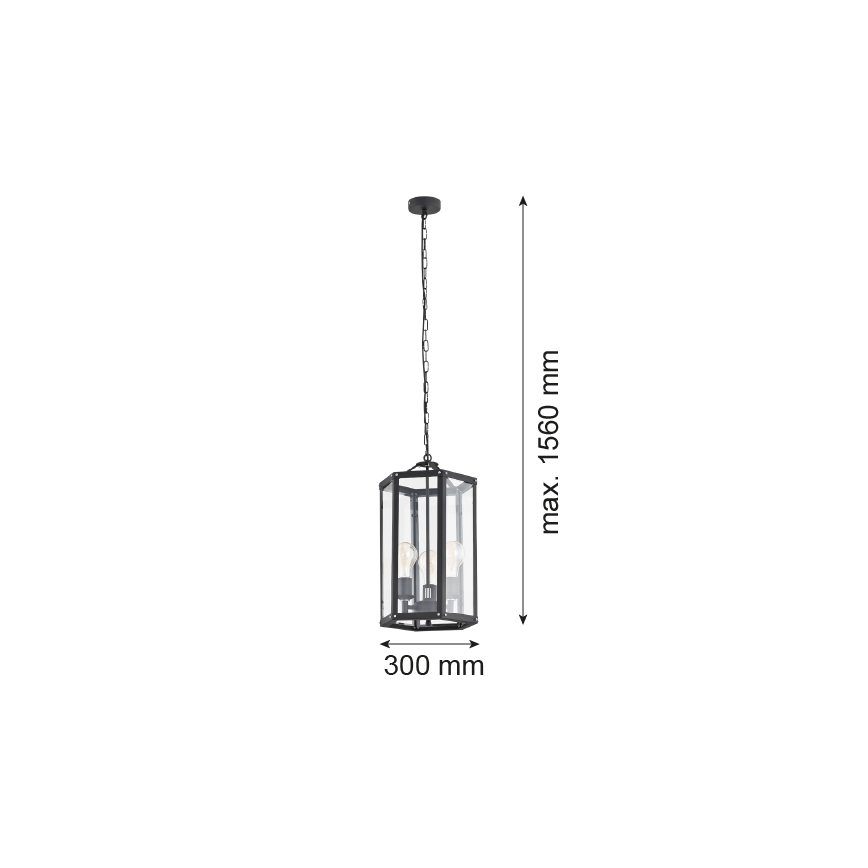 Argon 1253 - Lustr na řetězu BODRUM 3xE27/15W/230V černá