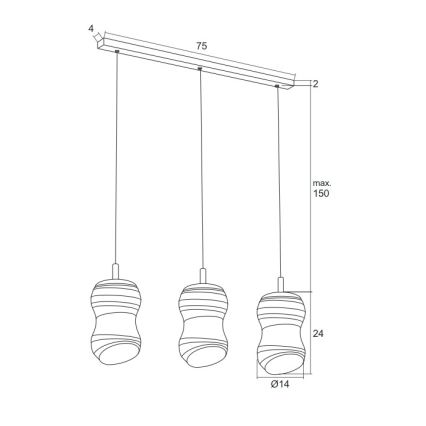 Argon 1366 - LED Lustr na lanku COMO 3xLED/5W/230V