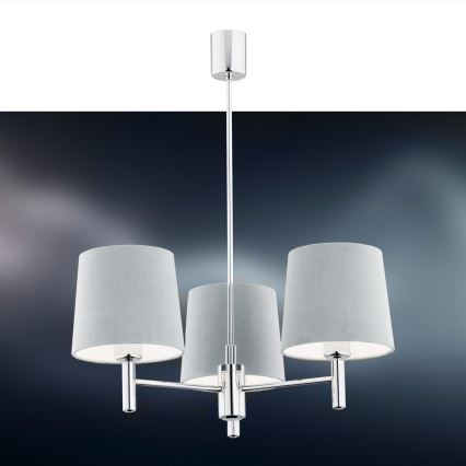 Argon 1383 - Lustr na tyči BOLZANO 3xE27/15W/230V modrá/lesklý chrom