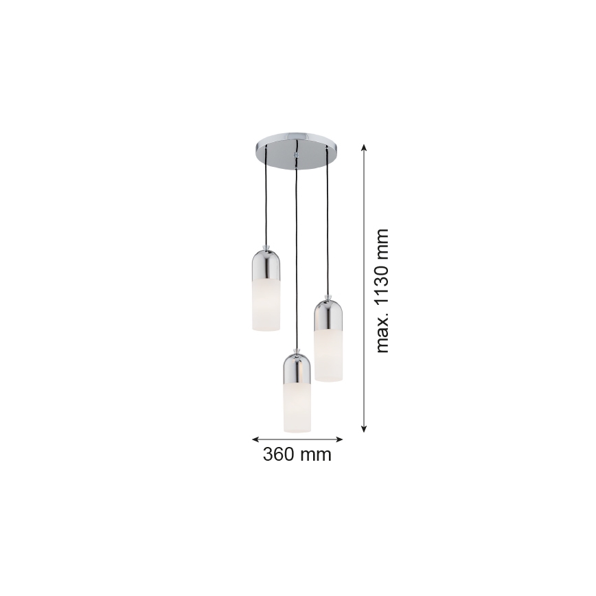 Argon 1465 - Lustr na lanku BURGOS 3xE27/15W/230V lesklý chrom